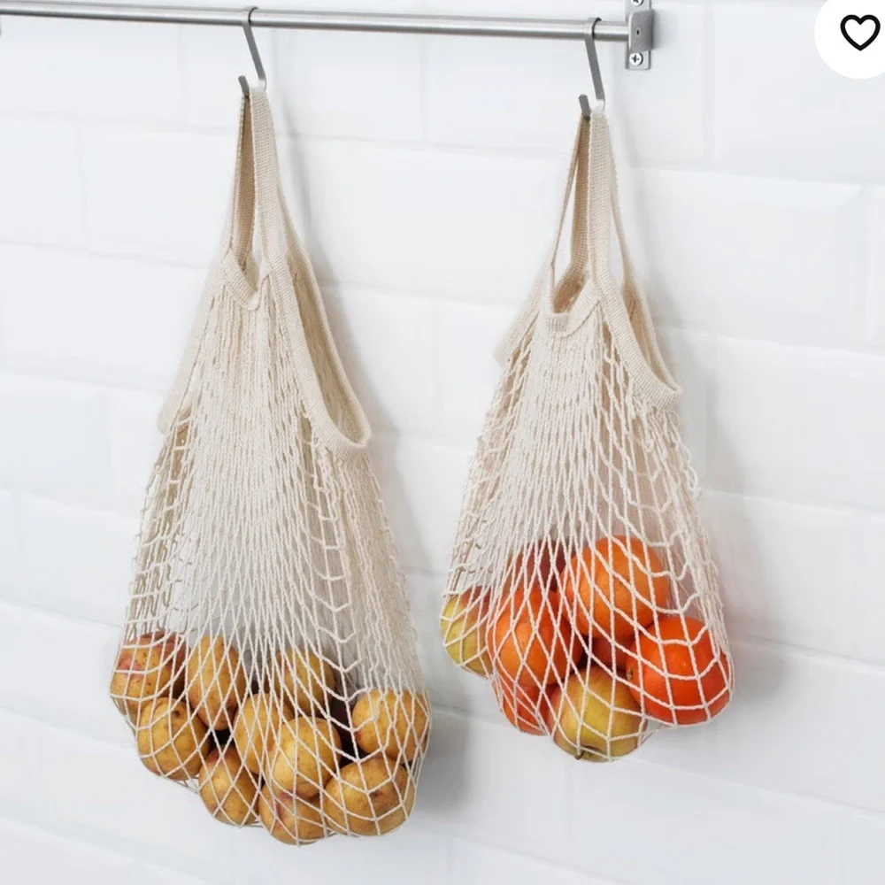 IKEA KUNGSFORS set of natural mesh reusable sustainable bags